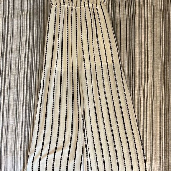 white striped romper/jumpsuit? no stains (that i could find) xs - Picture 2 of 6